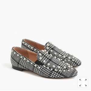 Pearl studded loafers in glen plaid